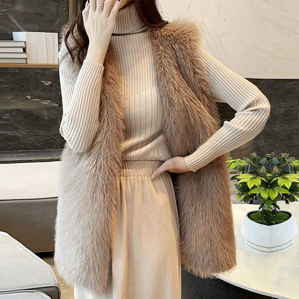 Qoo10] 2025ファーコート ベスト アウター