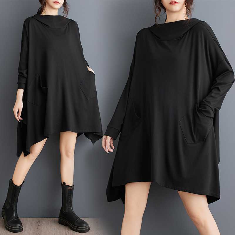 「ファットガール」 2024秋新品 ロングチュニック パーカー 大きいサイズ 体型カバー レディース ショートワンピース メガ割30%までに制限