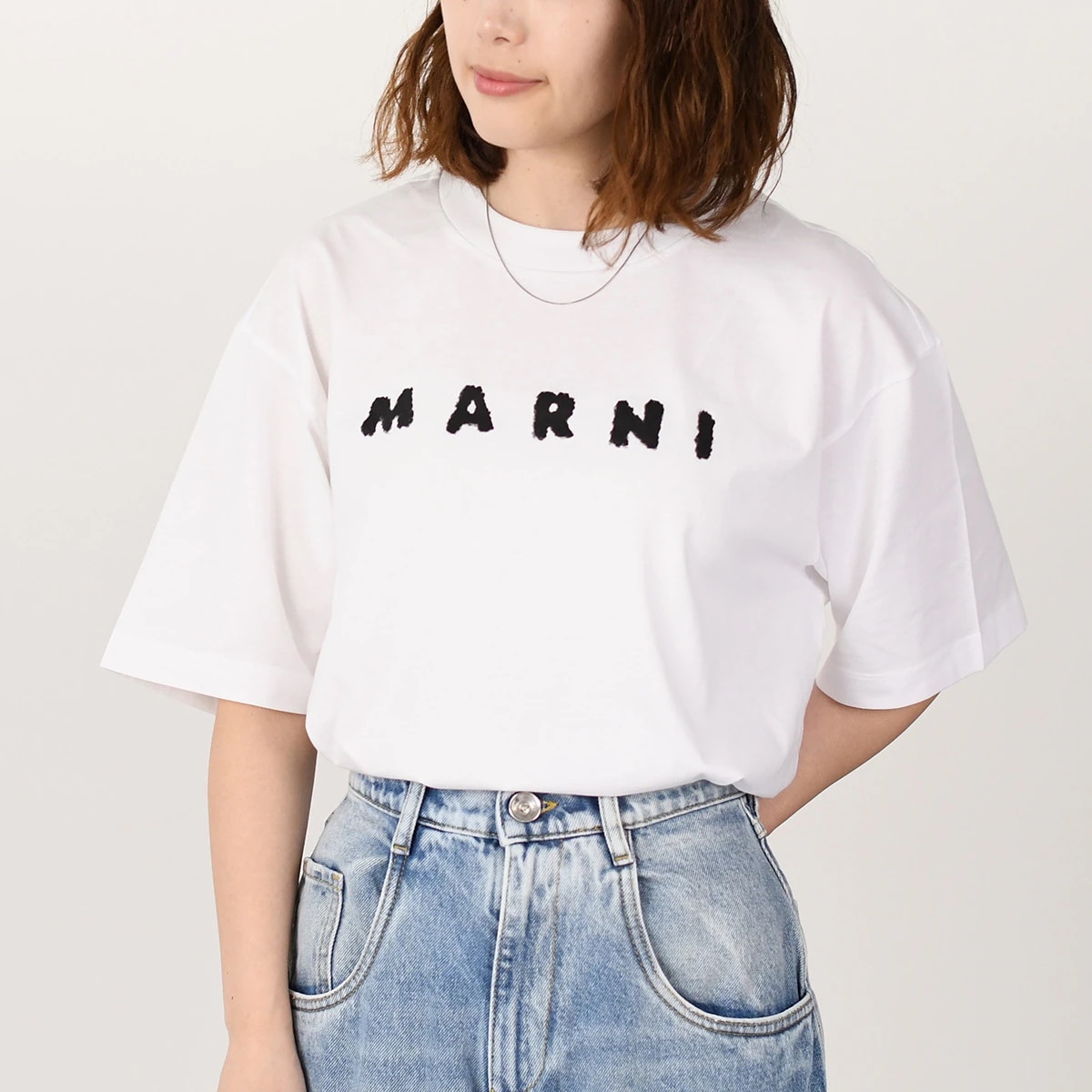 トップス Tシャツ スクリブルロゴ オーバーサイズ ジャージー THJET49P13USCX42 レディース ホワイト コットン ロゴT 半袖 春 夏