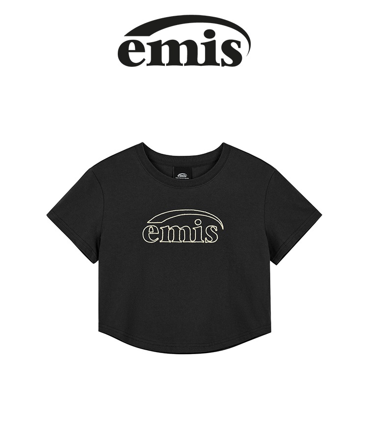 【EMIS】 HEART T-SHIRT /追跡付 Qoo10 EMIS CHAIN STITCH ロゴ 半袖 刺