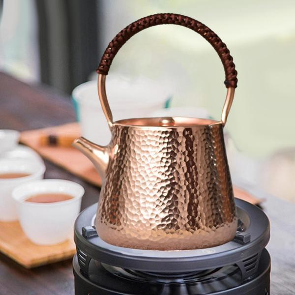 450ml 銅製ケトル コンロ用ティーポット 厚手ハンマー仕上げ 多用途 お茶愛好家向け 人間工学に基づいたハンドル 10x17cm 手作り