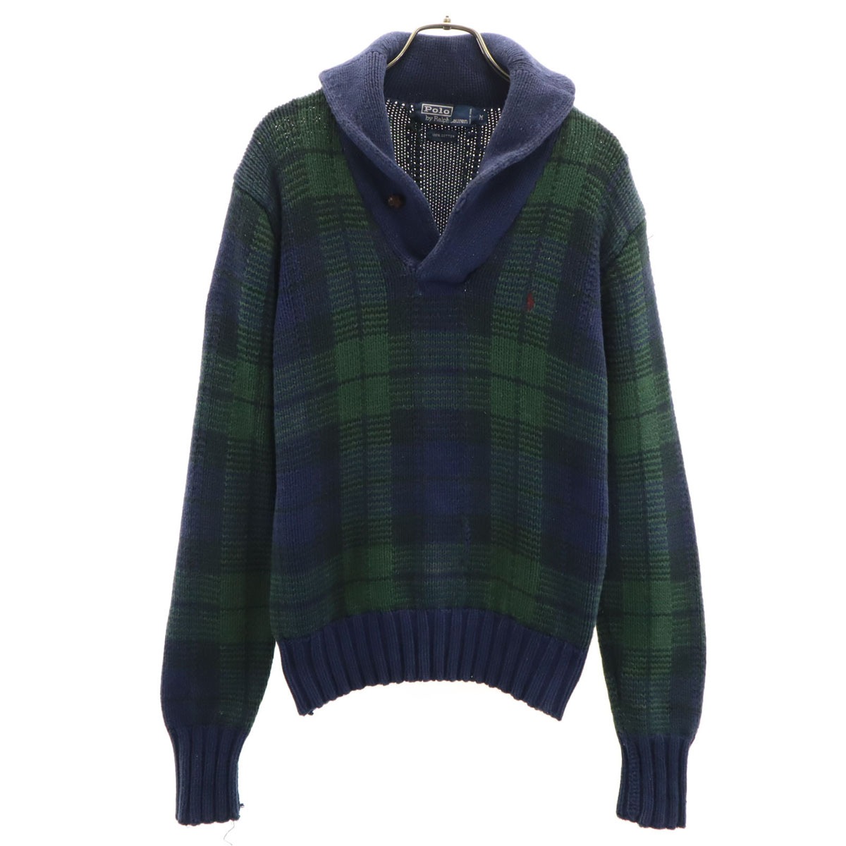 Polo by Ralph Lauren ポロバイラルフローレン 長袖 ニット ポロシャツ M ネイビー系 メンズ 古着