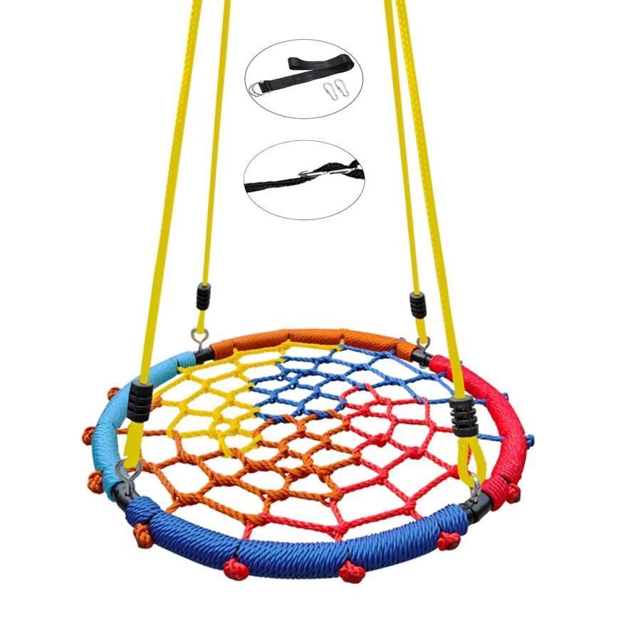 ブランコ 円形 吊り下げ式 ぶらんこ ブランコセット スパイダーツリースイング こども鳥巣ブランコ 鉄管 PEロープ 調整可能なロープ長さ 耐荷重250kg 簡単設置