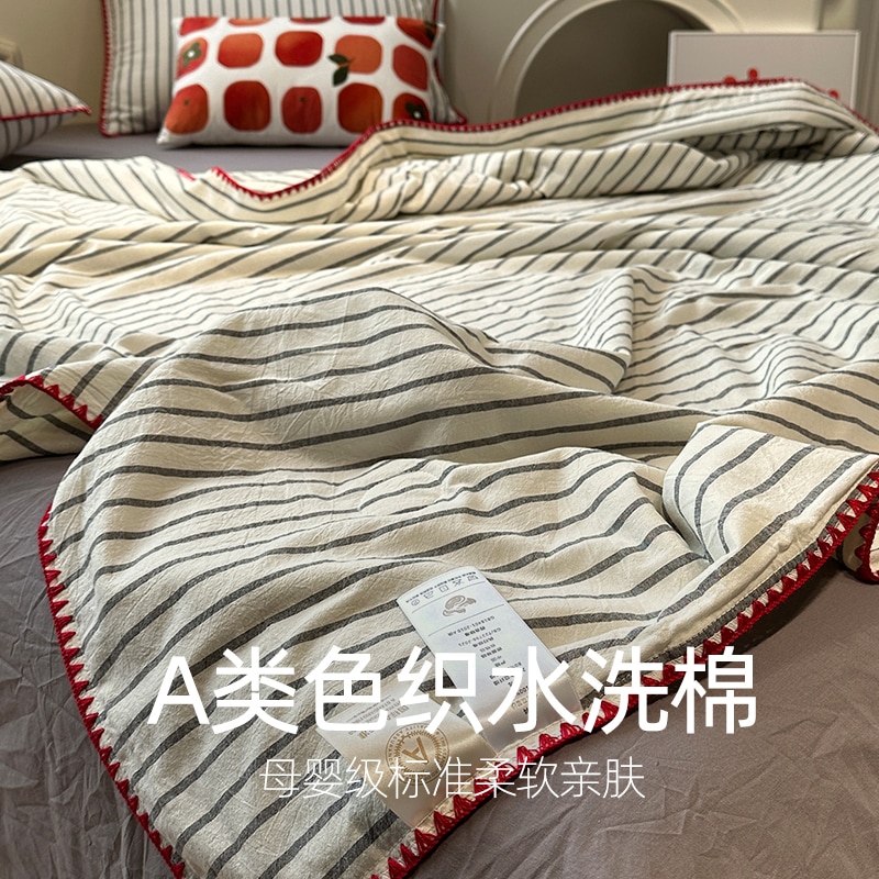 クラスa母親と赤ちゃんグレードの夏のクールキルトエアコンキルトキルトピュアコットンオールコットンサマー洗濯機洗浄可能な4ピースセットシンキルトトライアングルストライプ5