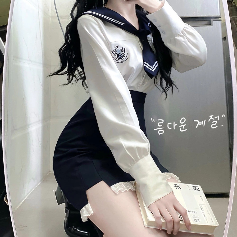 韓国アカデミックjk制服インナーシャツ＋百掛ミニワンピース＋ネクタイ着痩せ3点セット涼しく楽ちんセットアップ
