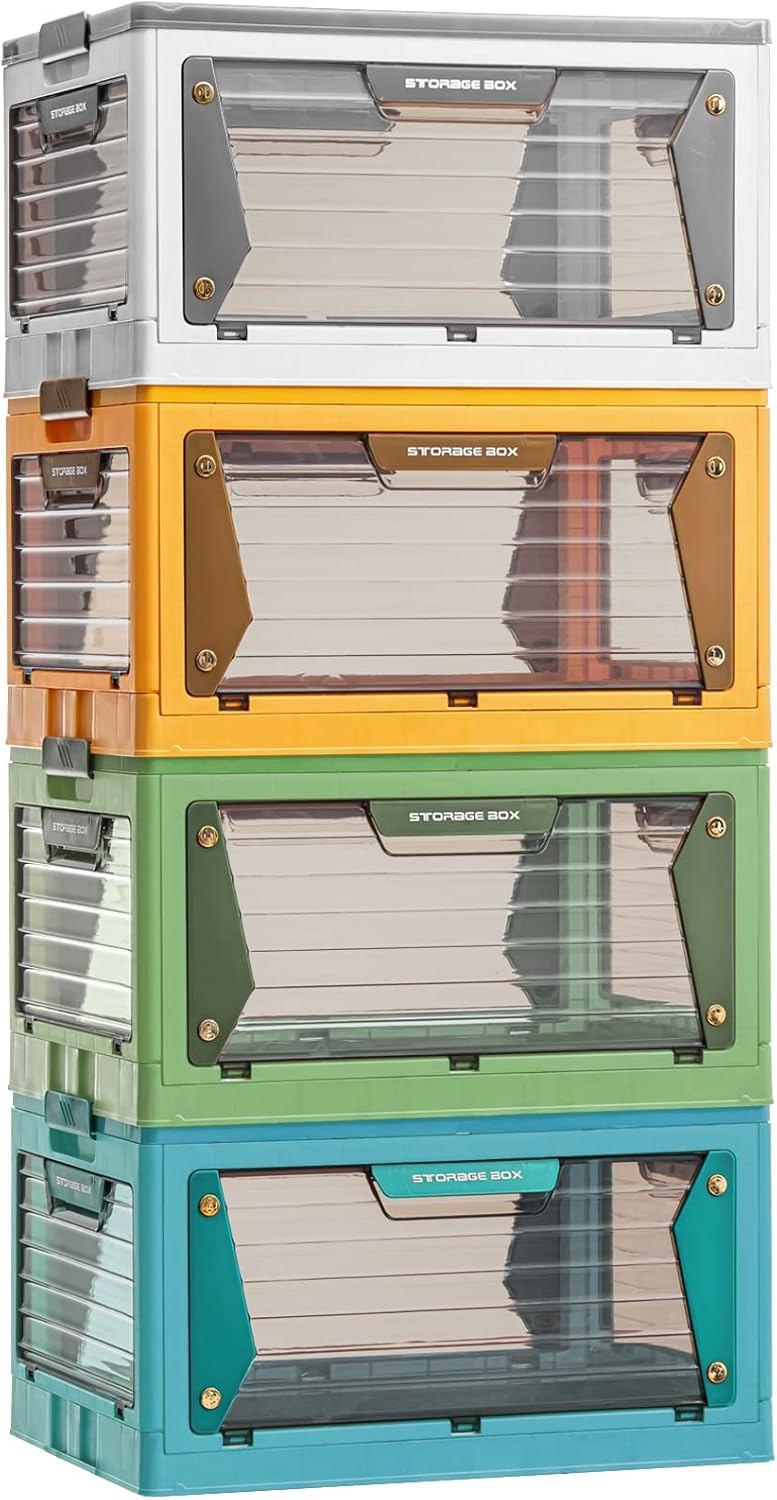 X XUNTAO【収納ボックス 磁石開閉式】全方向から取り出せる 折り畳み 収納ケース 蓋付き キャスター付き 積み重ね 衣装ケース 衣類 書類 布団 小物 押し入れ 収納