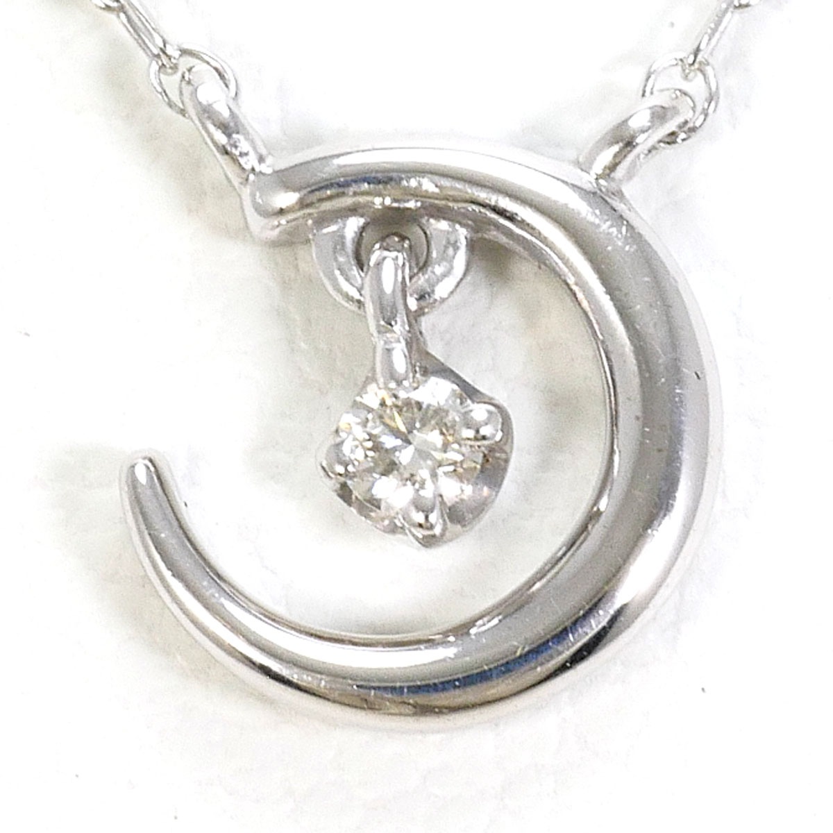 K10 10金 WG ホワイトゴールド ネックレス ダイヤモンド 0.02ct 総重量約1.0g 約40cm 中古