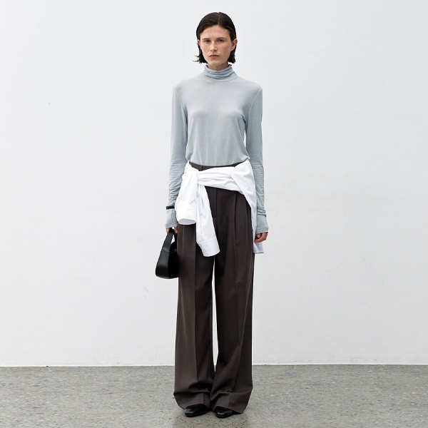 (PT-5684)ESSENTIAL LOG TWO TUCK PANTS