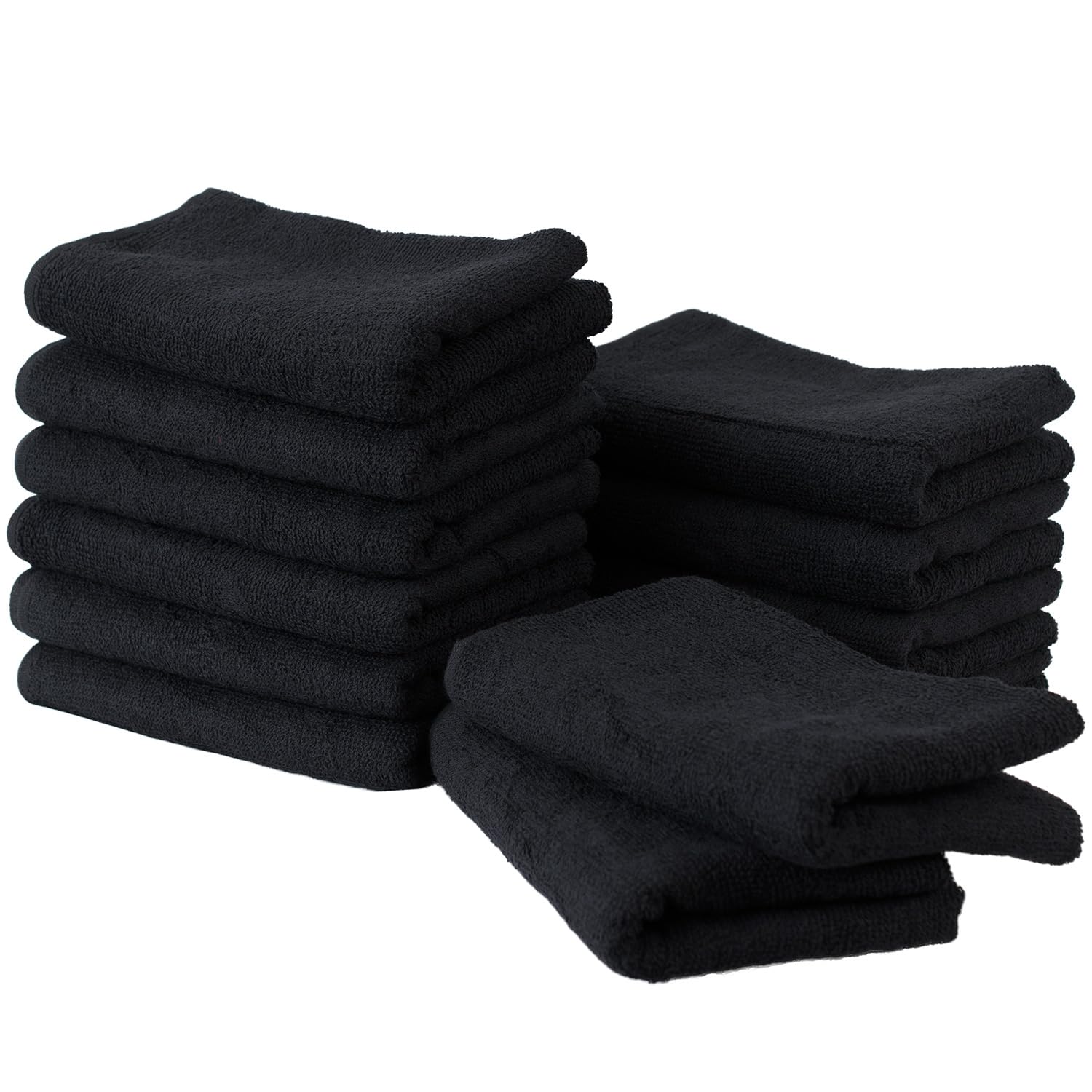 ブルーム 日本製 220匁 フェイスタオル 12枚セット 黒タオル 業務用 薄手 無地 綿100％ まとめ買い 吸水 速乾 (黒)