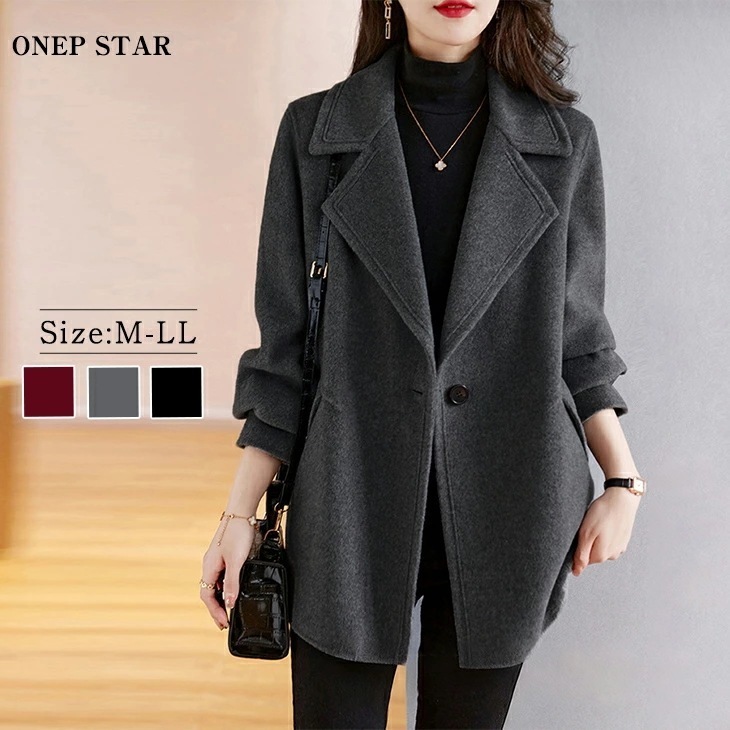 【2026新品】ウールライクテーラードロングコート レディース チェスターコート ロング ラペルデザイン 上品 クラシック 大人カジュアル 秋 冬 20代 30代 40代 50代 ワンピスター