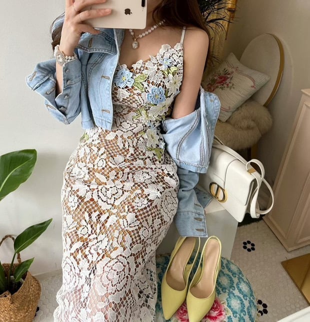 ファッション フラワーレースキャミス