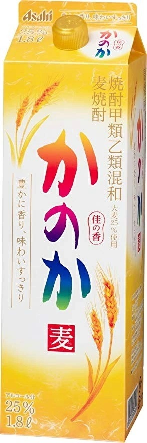 【送料無料】アサヒ 甲乙混和 麦焼酎 かのか 25度 パック 1800ml 1.8L6本/1ケース【北海道沖縄県東北四国九州地方は必ず送料が掛かります】