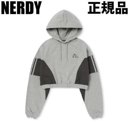 NERDY フードスウェット クロップ丈 ウーマンス エンワイ Melange Gray