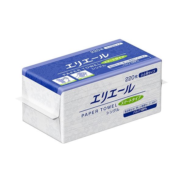 （まとめ）エリエール ペーパータオル スマートタイプ シングル 小小判 220枚 1パック[x30]