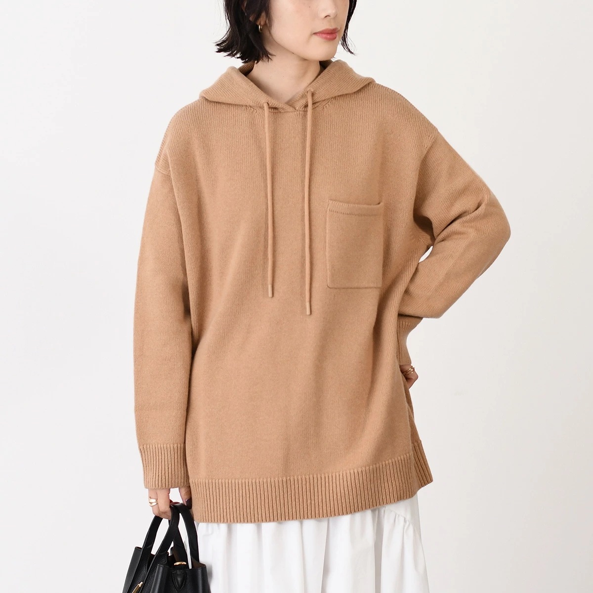 トップス LIANA ウールカシミア ニットパーカー 1366132600 レディース キャメル ウール カシミア 長袖 フード 秋