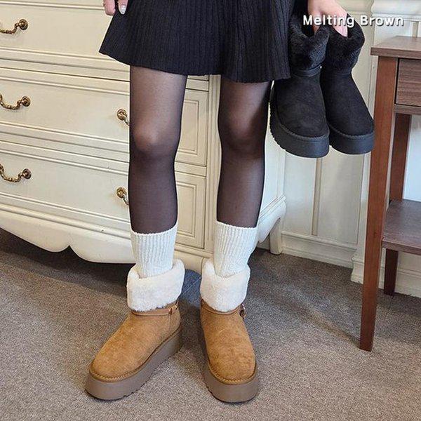 女性スエードファーブーツ 冬ブーツ SS60
