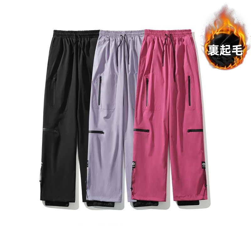 スノボウェア 2025 単品パンツ メンズ レディース ズボン 裏起毛 ボトムス 黒 紫 ローズ 無地 ゆったり ウィンタースポーツ スノーボードウェア スキーウェア スノーウェア 防水防寒 韓国風