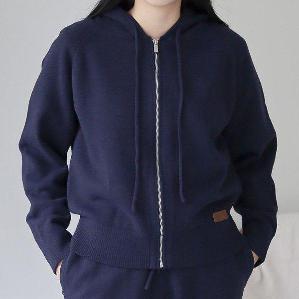 Hスタイル(KN)ニットジップアップフード 秋 冬 ニットティー ニットフードジップアップ アウター セーター 長袖