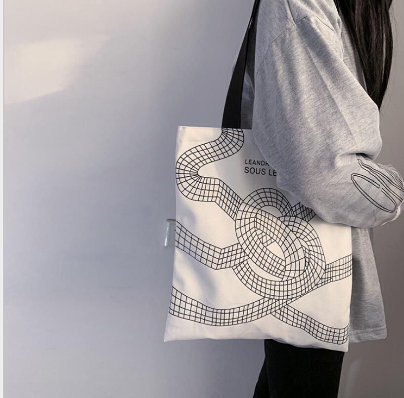 トートバッグ ショルダーバッグ シンプル 帆布 幾何 韓国 ファッション 雑貨 かわいい おしゃれ 北欧 送料無料 [K] (T)