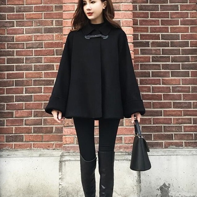 ケープ コート レディース ポンチョ マント 洋服 ショート丈 アウター オーバーコート 冬 レディ