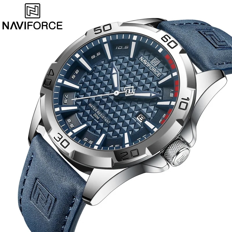 Naviforce-メンズスポーツウォッチ,レザーストラップ,カレンダー,ファッショナブルなブランド - 1511