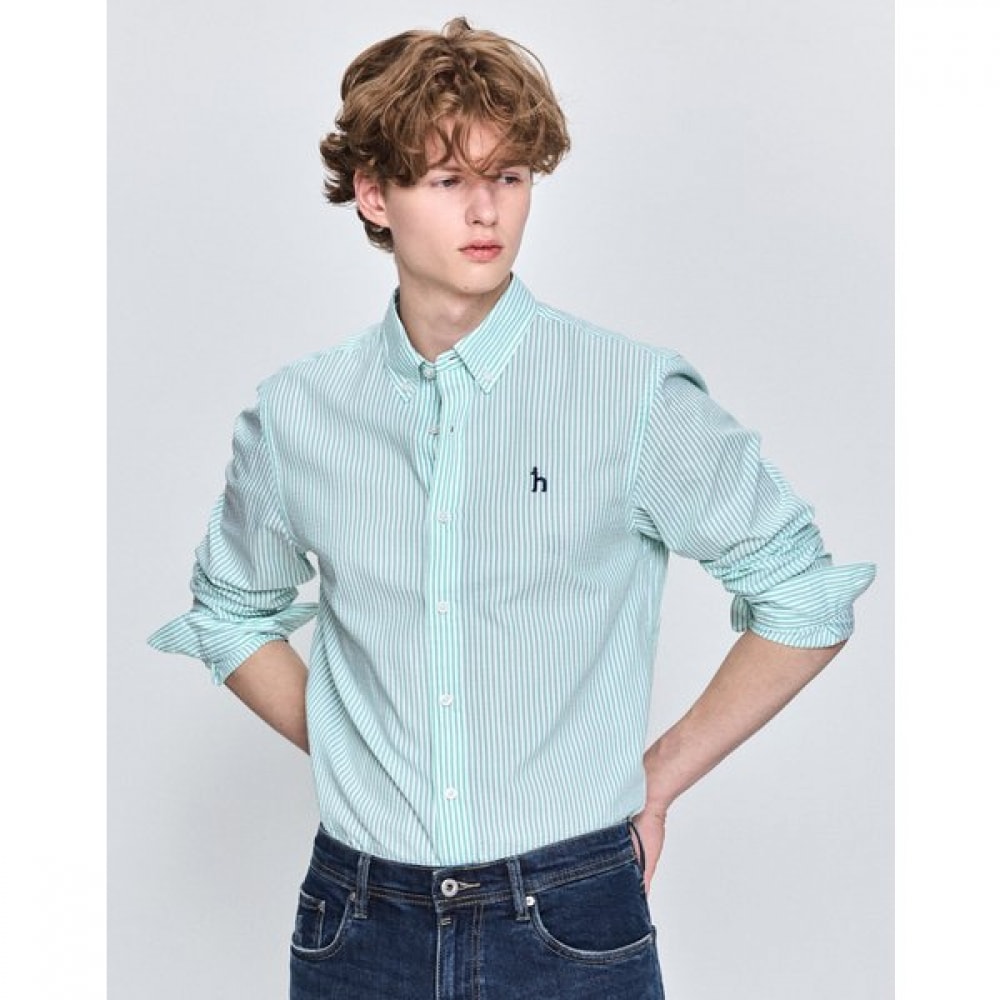 [25SS] グリーンシーサッカーストライプシャツ HZSH5B322E2