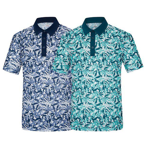 男性 葉っぱ柄 クールタッチ 登山 半袖カラーTシャツ 2442TK939M