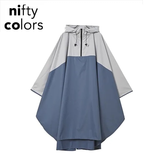 nifty colors(ニフティカラーズ) NIFTYCOLORS-60502 ピーチドロップバイカラーレインポンチョ（ブルー） NIFTYCOLORS60502