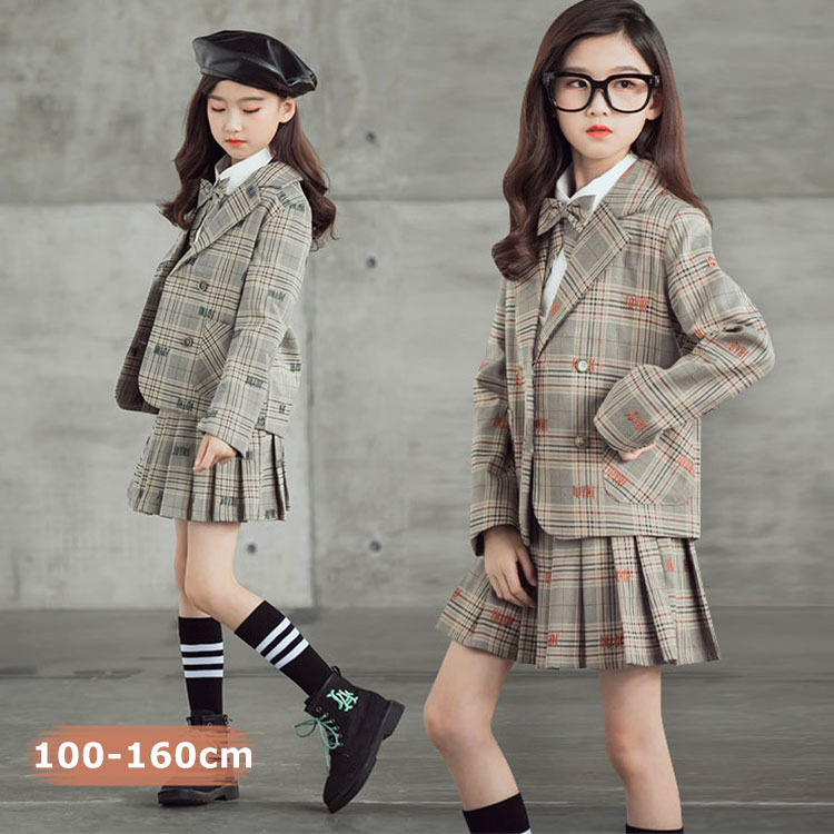 キッズ フォーマル スーツ 入学式 卒業式 女の子 チェック柄 セットアップ ジャケット スカート ジュニア 卒園式 子供服 女の子 キッズ 子供スーツ 子ども服 女の子 フォーマルスーツ 七五