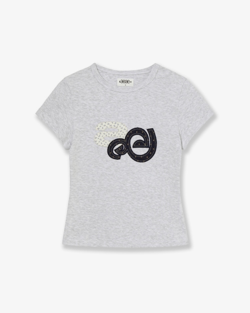 【AEAE】 APPLIQUE FLOWER LOGO TEE [LIGHT GREY] 正規品
