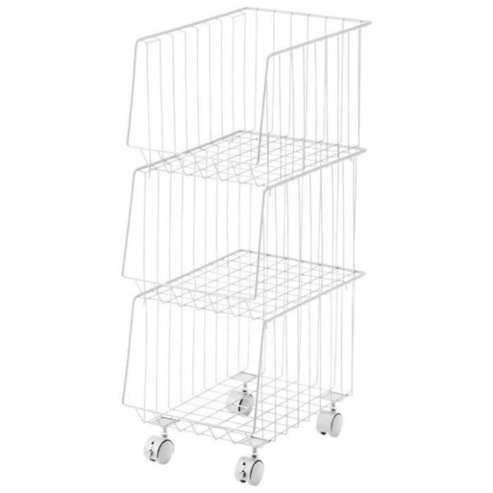 スタッキングワゴン3D 収納 キャスター付き AKB-438WH ホワイト
