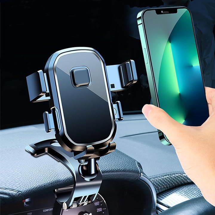 HUD式車載ホルダー 携帯ホルダー 安定性 車用スマホホルダー クリップ式 角度自由調整 折り畳み可能 超1800回転可能 ダッシュボード/サンバイザーなど 片手操作