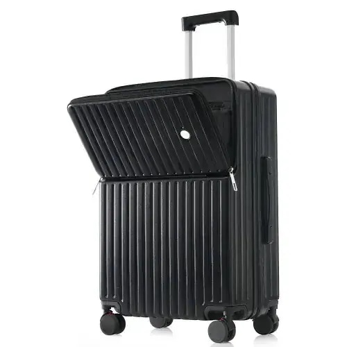 スーツケース 機内持ち込み フロントオープン Sサイズ USBポート付き ドリンクホルダー ストッパー付き 前開き キャリーケース キャリーバッグ 大容量 かわいい 軽量 パソコン