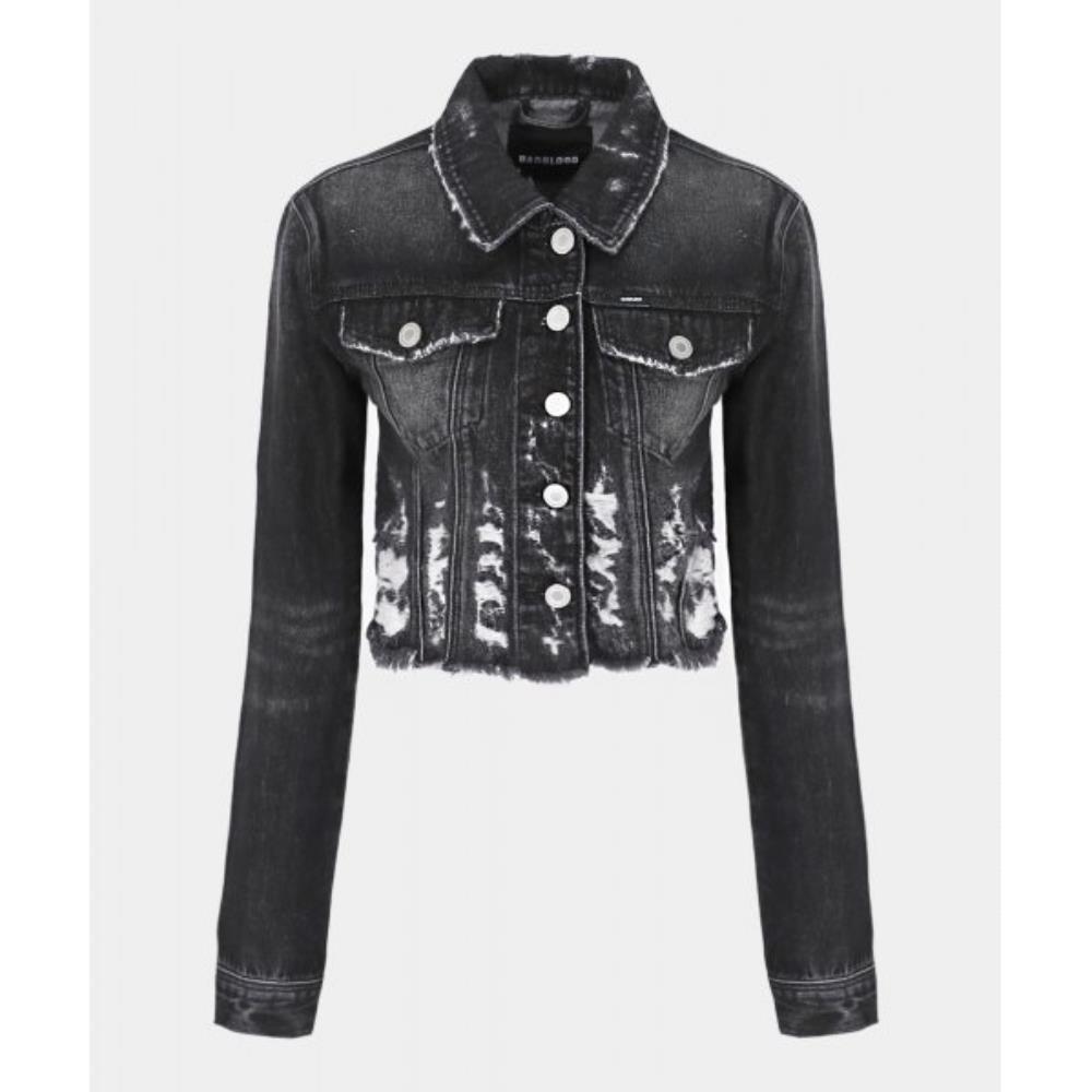 BADBLOOD Distressed crop denim jacket slim fit black w-j