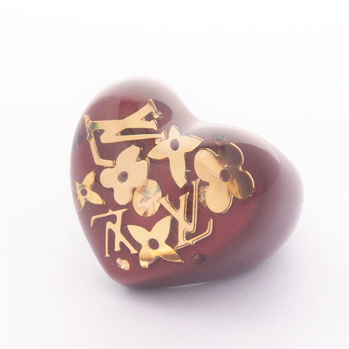 【新品同様】ルイヴィトン バークアンクルージョン　リング　ハート　ボルドー 樹脂/プラスチック 【指輪】