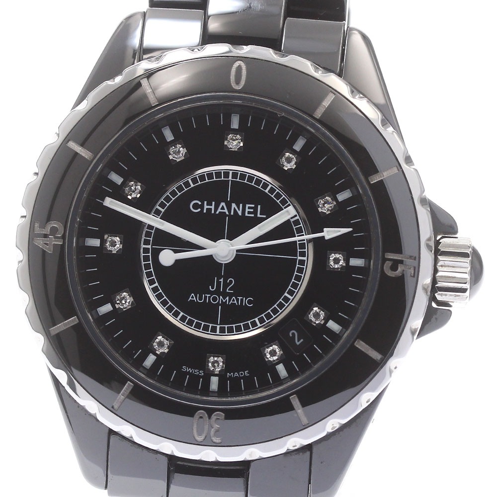 シャネル CHANEL H1626 J12 38ｍｍ 黒セラミック 12Pダイヤ 自動巻き メンズ _878605【中古】