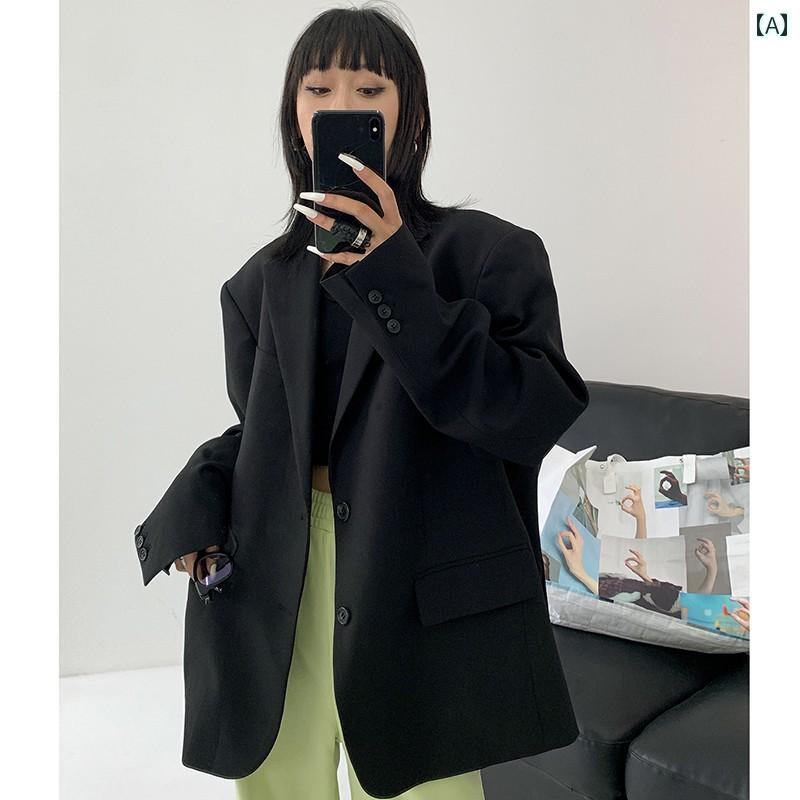 ビジネス　スーツ　ジャケット 女性用 ブラック スモール スーツ ジャケット 2025 春秋服の オーバー サイズ カジュアル ハイエンド