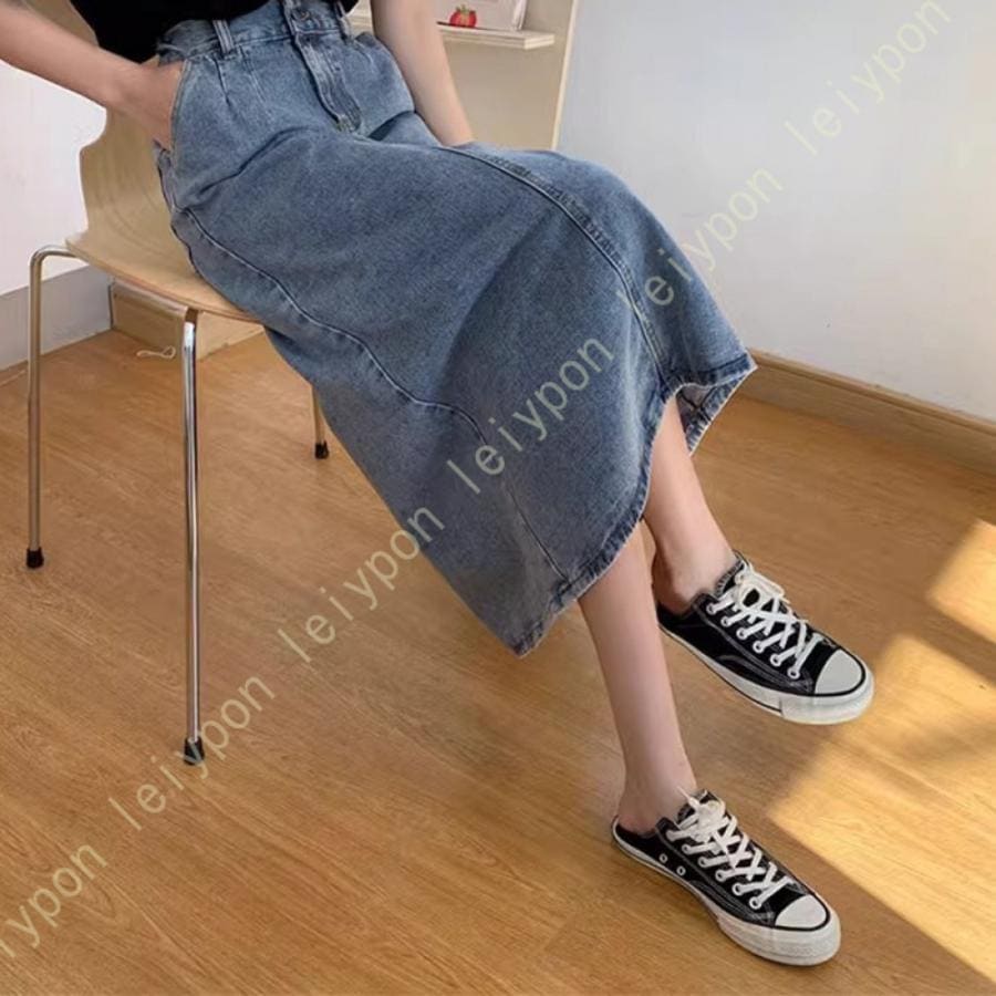 タイトスカート デニム ストレッチ ひざ下丈 スリット ジーンズ ハイウエスト スカート レデイース デニムスカート Aライン 膝丈 セクシー ショートスカート