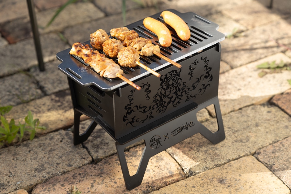 焚火台『火樹銀花』+『風林火山』 200サイズ(塗装無し) 調理用鉄板付