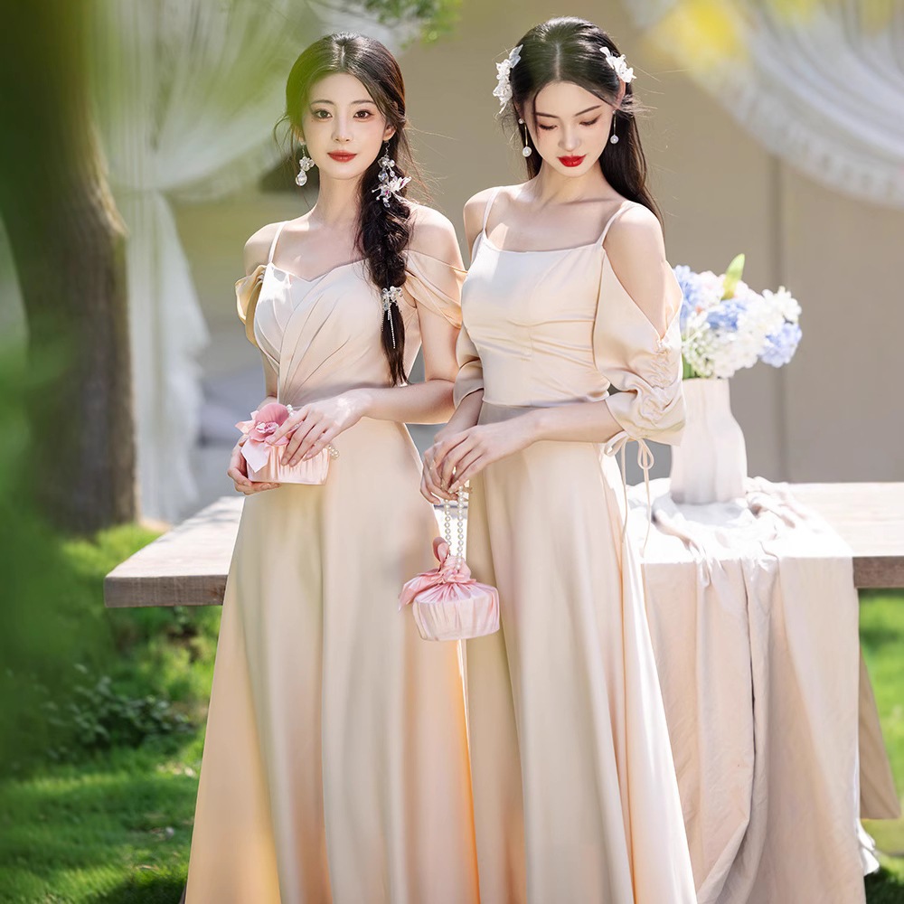 【2枚購入で 3oo円OFF】花嫁介添人スーツ2025妖精の気質スリムな姉妹グループハイエンドセンスウェディングパフォーマンス長いスカートドレス女性