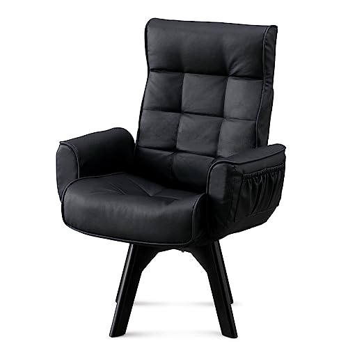 色：ブラック(レザー) アイリスオーヤマ リクライニングチェア 肘付き ゆったりくつろぐ 6段階 3