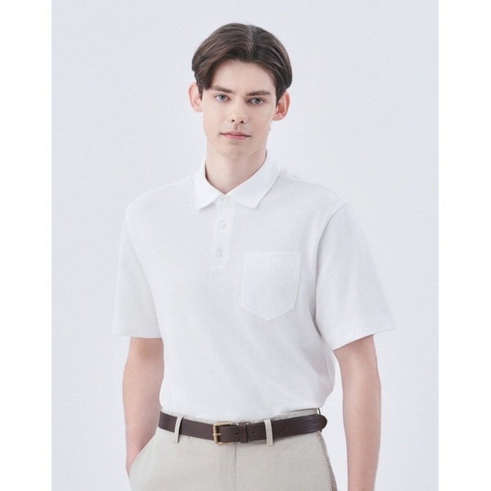 (ヘッジズ) 24SS ホワイトポケットカラー T シャツ HZTS4B410WT