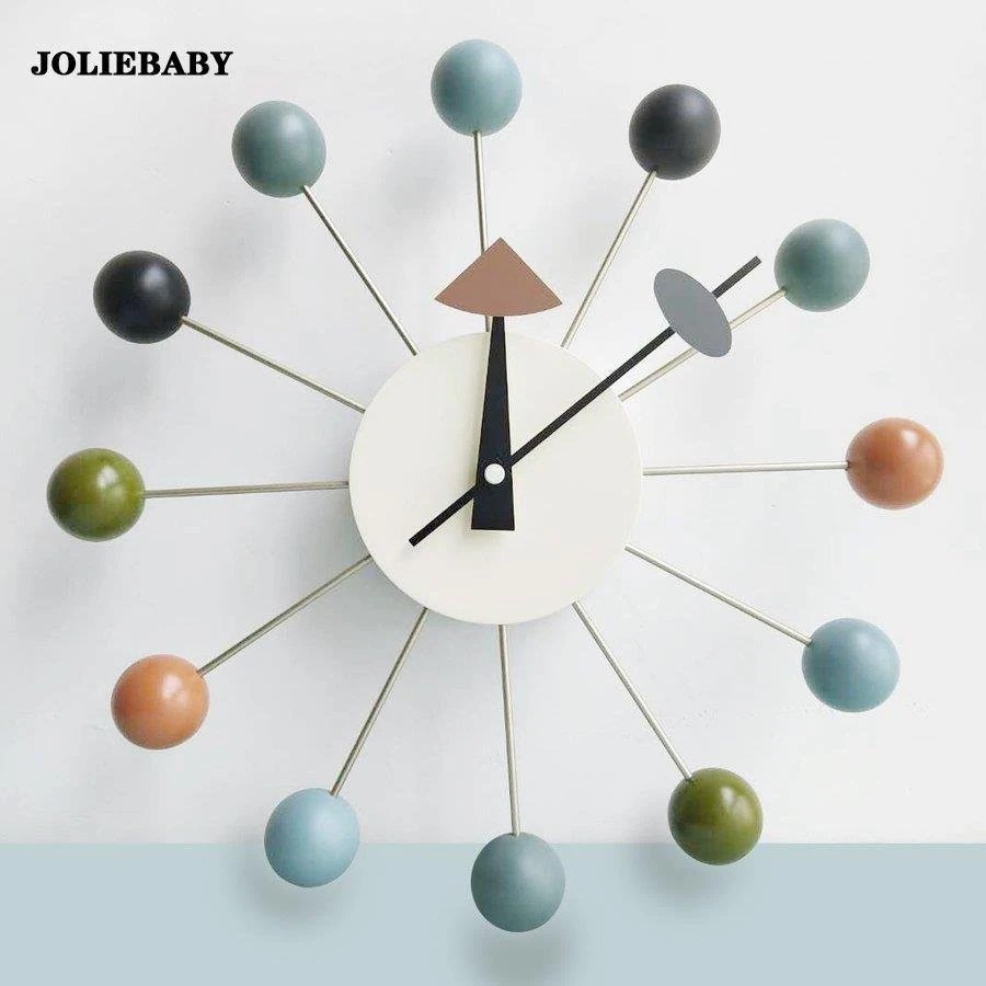 掛け時計 壁掛け時計 ウォールクロック 時計 おしゃれ 静音 キャンディー色 モダン風 ボール 放射状 インテリア リビング2636