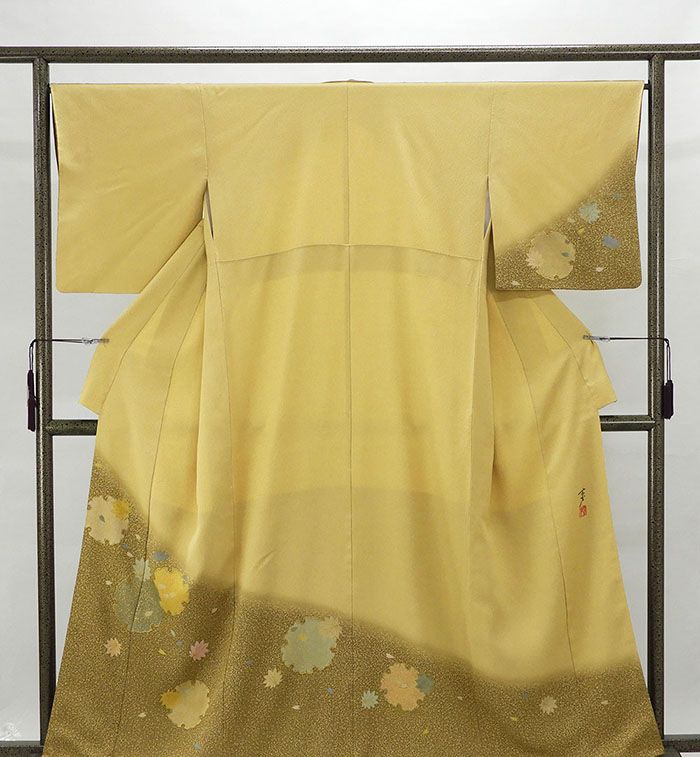 訪問着 正絹 大久保玄才 そめのざ玄才作 身丈161.5cm 裄丈66.5cm 訪問着 美品 リサイクル 着物 結婚式 入学式 卒業式 b4014