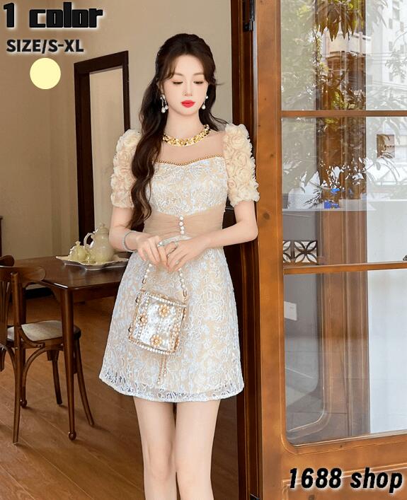 予約受付中2025　ミニワンピース タイトワンピース 姫系ワンピース　フレアワンピース　シフォン　ワンピース インポート ミニ丈 エレガント　アシンメトリー シンプル パーティドレス 半袖 お嬢様 セ