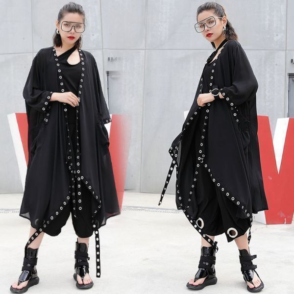 カーディガン 春夏コーデ 黒 フォーマルシフォン UVカット A24