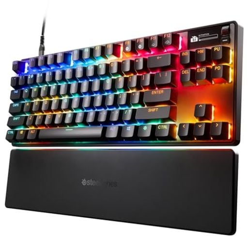 SteelSeries ラピッドタップ ラピッドトリガー ゲーミングキーボード テンキーレス 有線 日本語配列 防音設計 磁気ホール効果センサー OmniPointスイッチ 有機ELディスプレイ搭載
