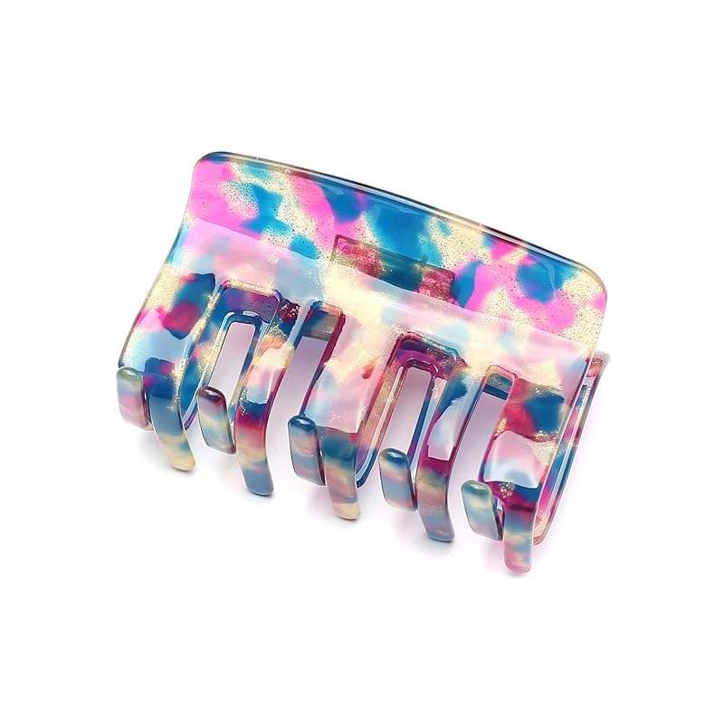 QinGoo 大きめ パープル ヘアクリップ スクエア 強力 髪留め クリップ 紫 バンスクリップ しっかりとまる 大人 ヘアアクセサリー おしゃれ 可愛い 韓国 レディース 1本(7.5cm*4.6