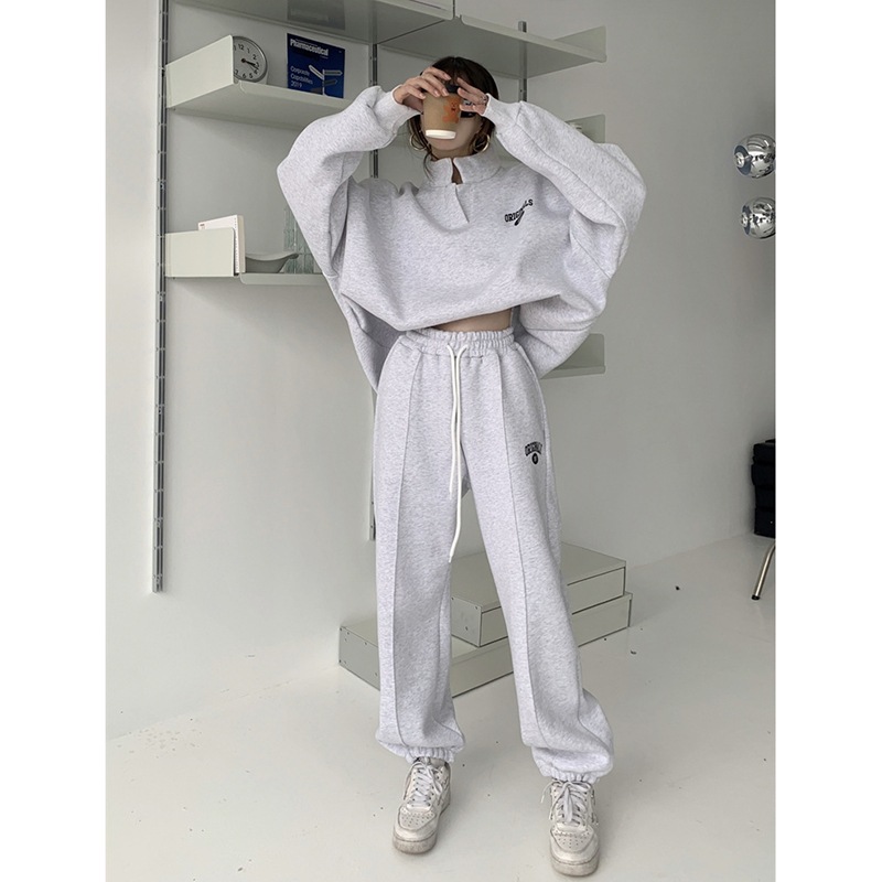 【セットアップ】スウェット トレーナー セットアップ 韓国 set up ストリート Vネック ダンス 衣装 ポロシャツ オルチャン HIPHOP K-POP レディース カジュアルストリート