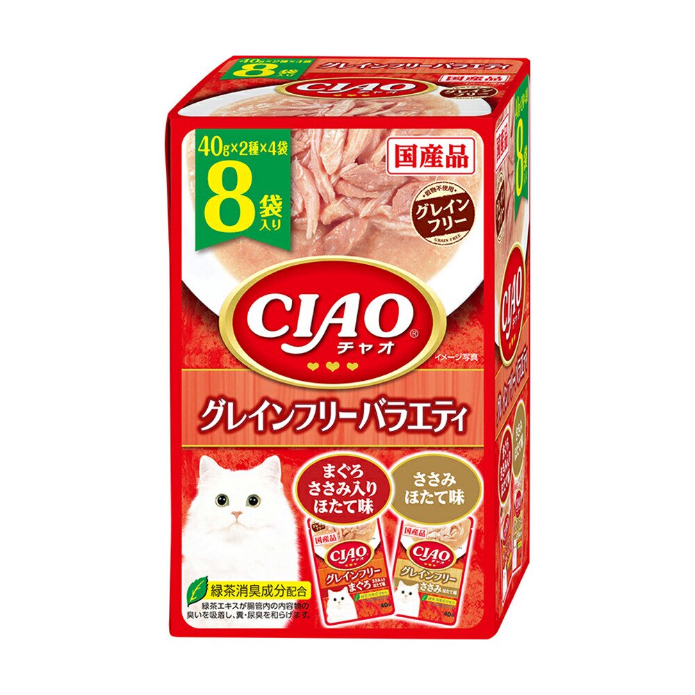 いなば　ＣＩＡＯ　チャオ　パウチ　８袋入り　グレインフリーバラエティ　４０ｇX８袋X１２個　ＣＲＣ35―20―20―10―40